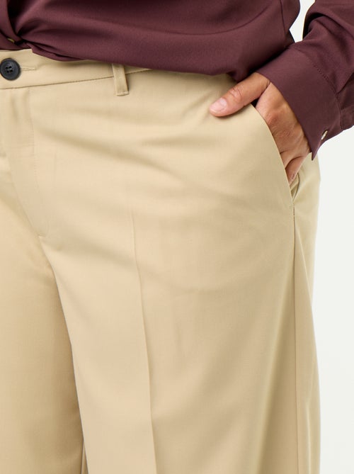 Effen, soepelvallende broek met wijde pijpen - Kiabi