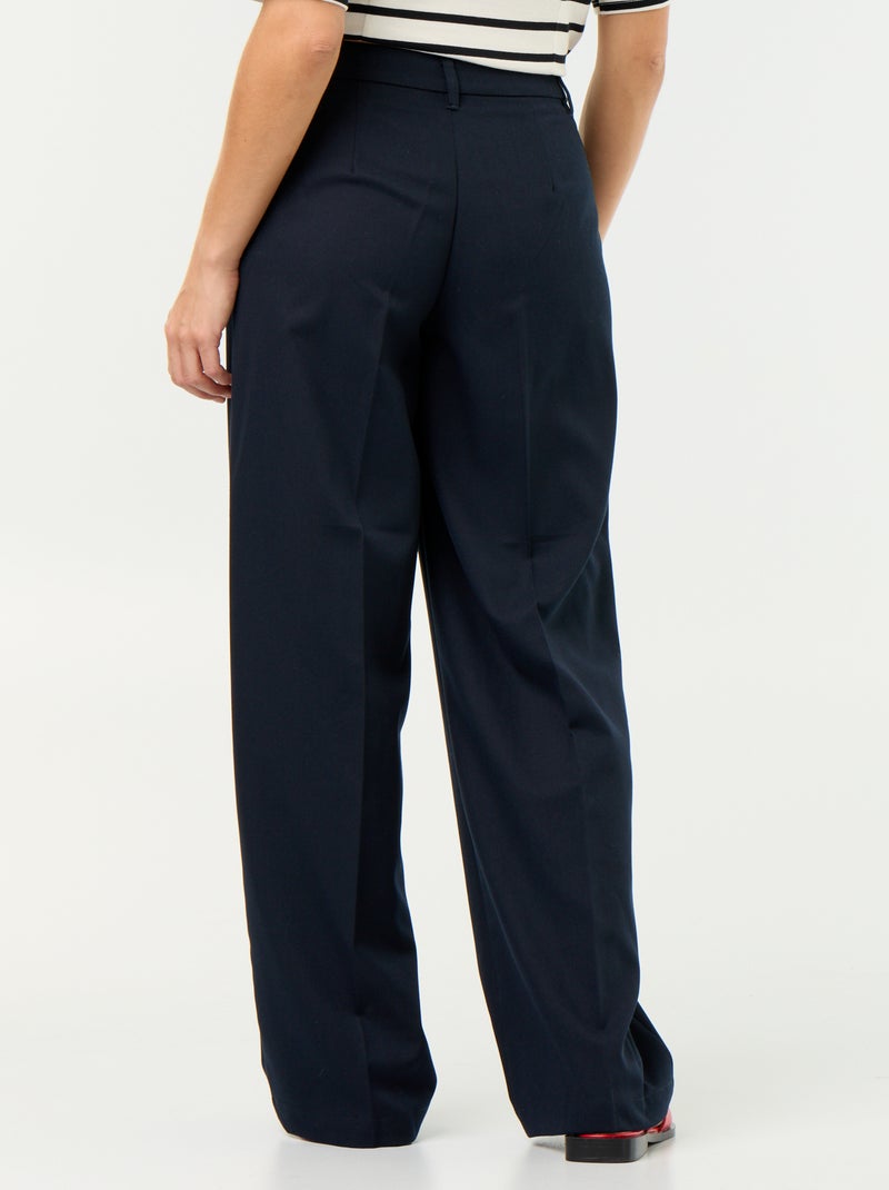Effen, soepelvallende broek met wijde pijpen Blauw - Kiabi