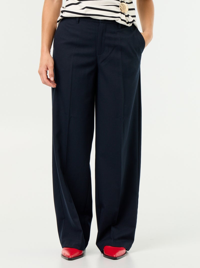 Effen, soepelvallende broek met wijde pijpen Blauw - Kiabi