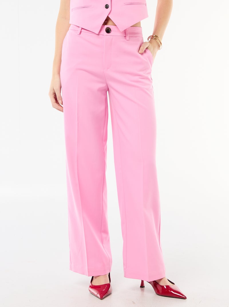 Effen, soepelvallende broek met wijde pijpen Rose - Kiabi