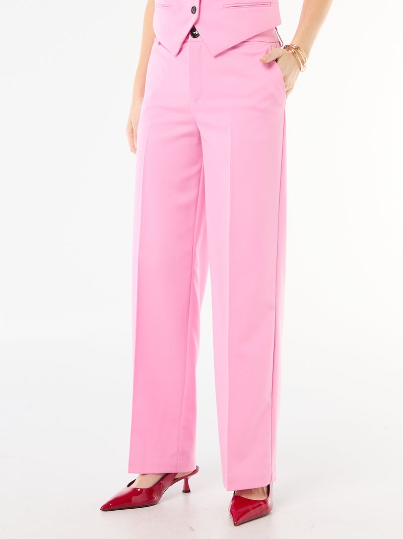 Effen, soepelvallende broek met wijde pijpen Rose - Kiabi
