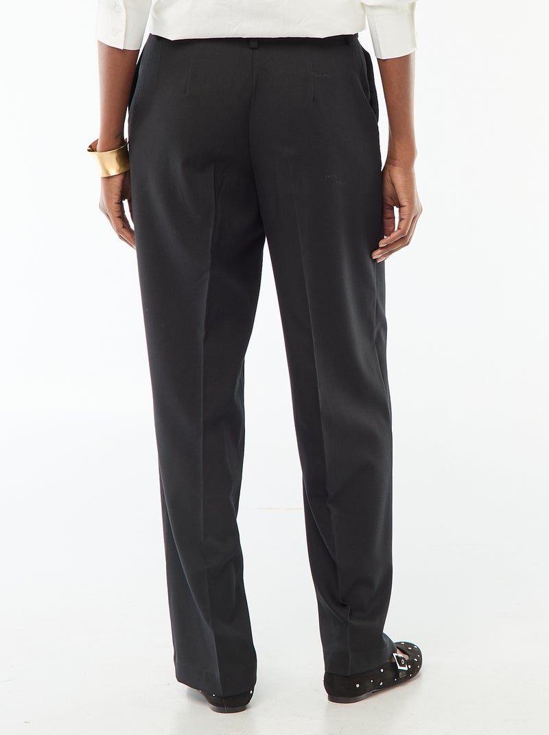 Effen, soepelvallende broek met wijde pijpen zwart - Kiabi