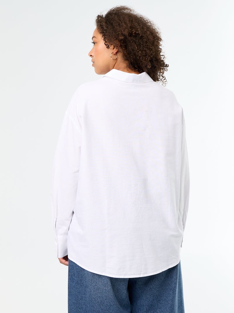 Effen soepelvallende oxfordblouse Wit - Kiabi