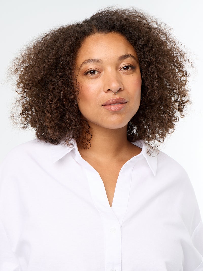 Effen soepelvallende oxfordblouse Wit - Kiabi