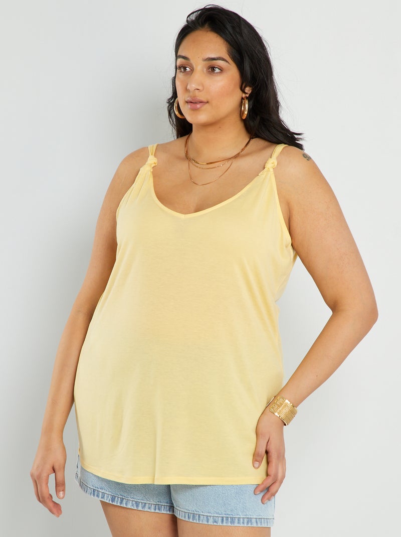Effen, soepelvallende singlet goudgeel - Kiabi