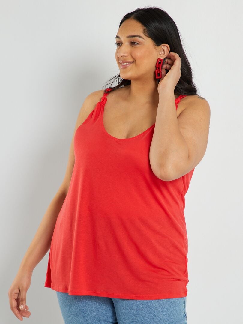 Effen, soepelvallende singlet ROOD - Kiabi