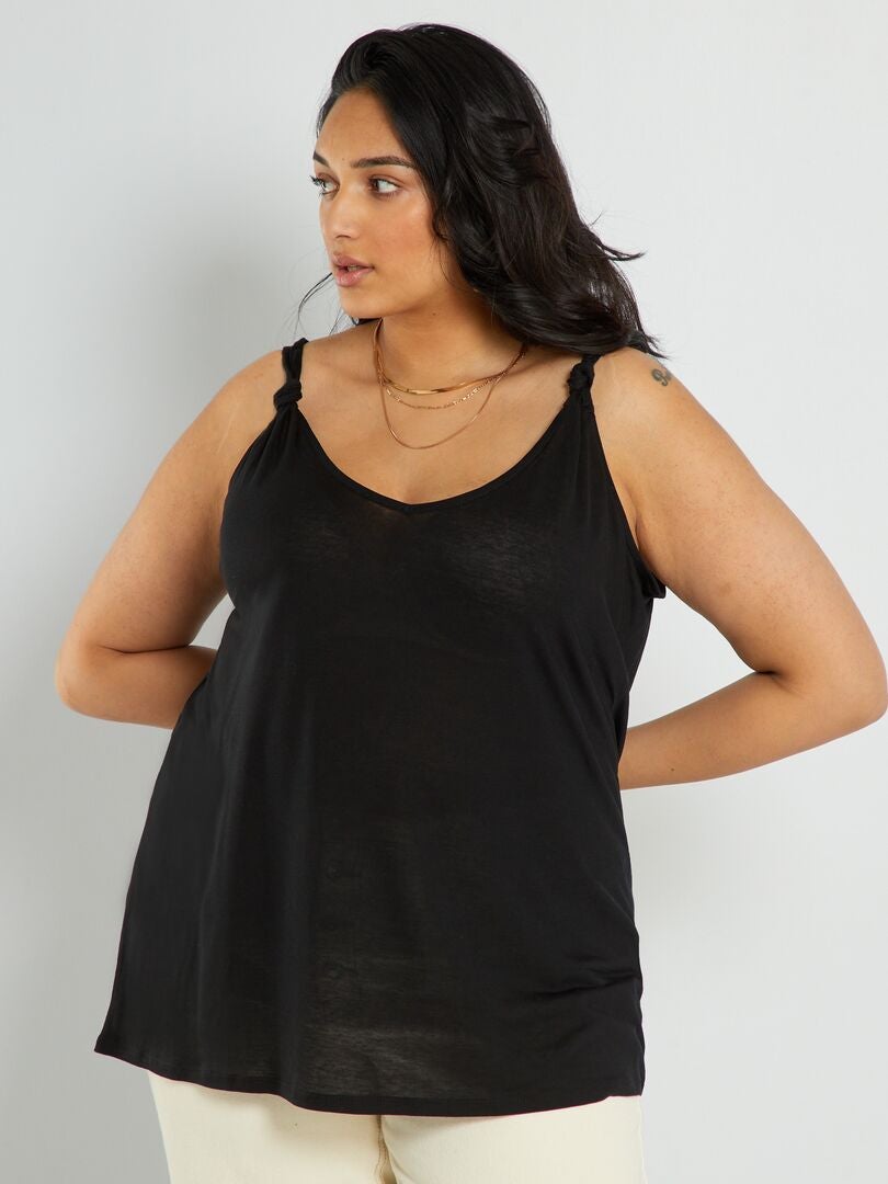 Effen, soepelvallende singlet zwart - Kiabi