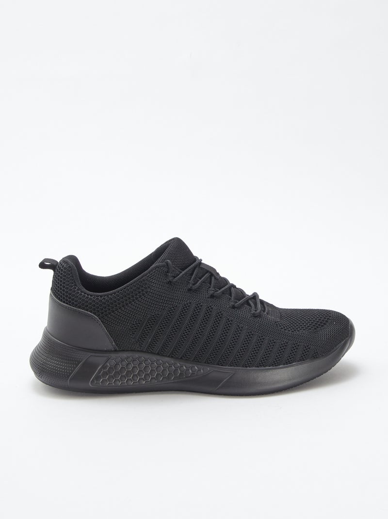 Effen sportschoenen met veters Zwart - Kiabi