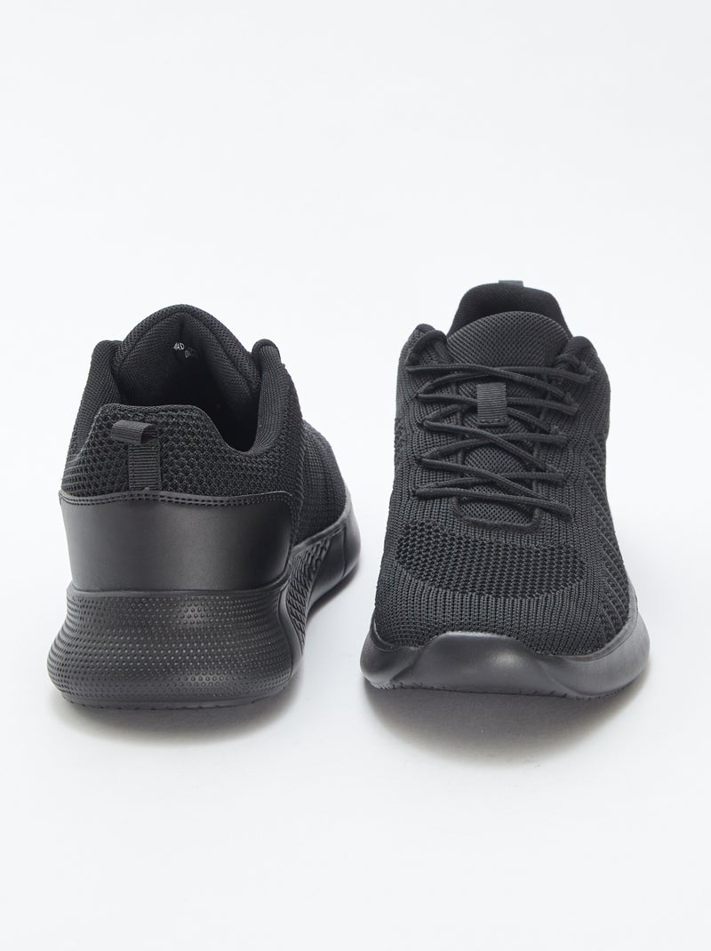 Effen sportschoenen met veters Zwart - Kiabi