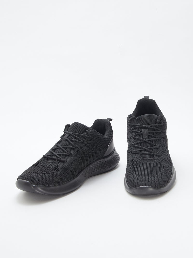 Effen sportschoenen met veters Zwart - Kiabi