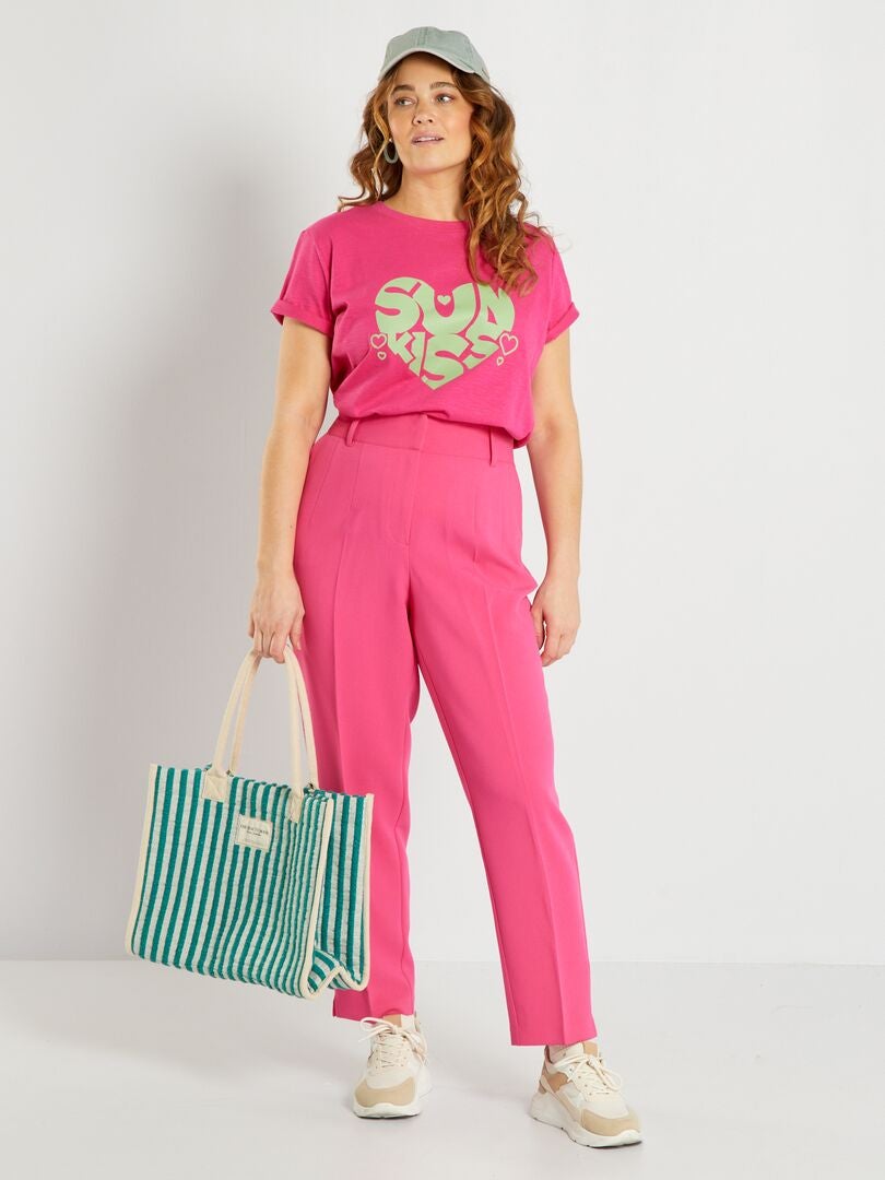 Effen strakke broek roze - Kiabi
