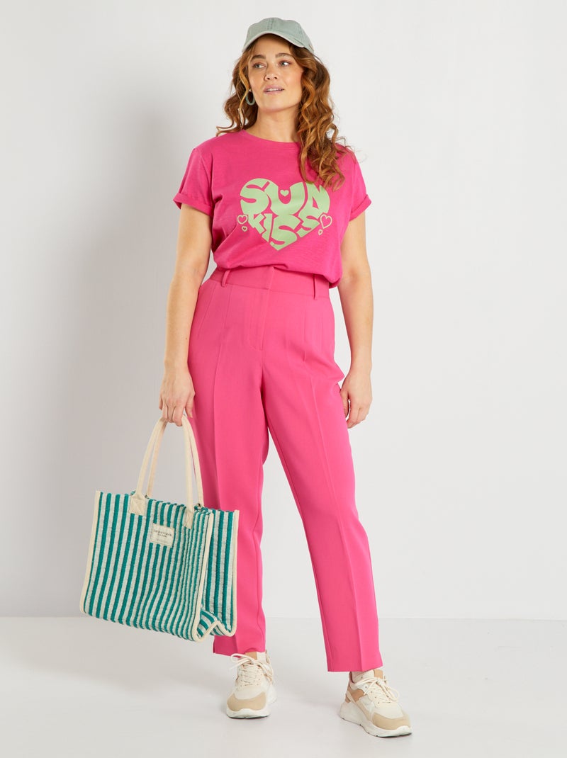 Effen strakke broek roze - Kiabi