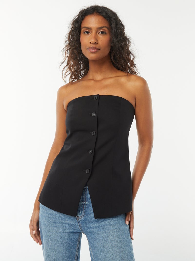 Effen, strapless top in blazerstijl zwart - Kiabi