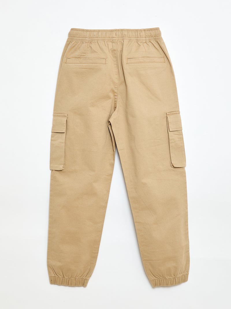 Effen stretch broek met meerdere zakken Biege - Kiabi