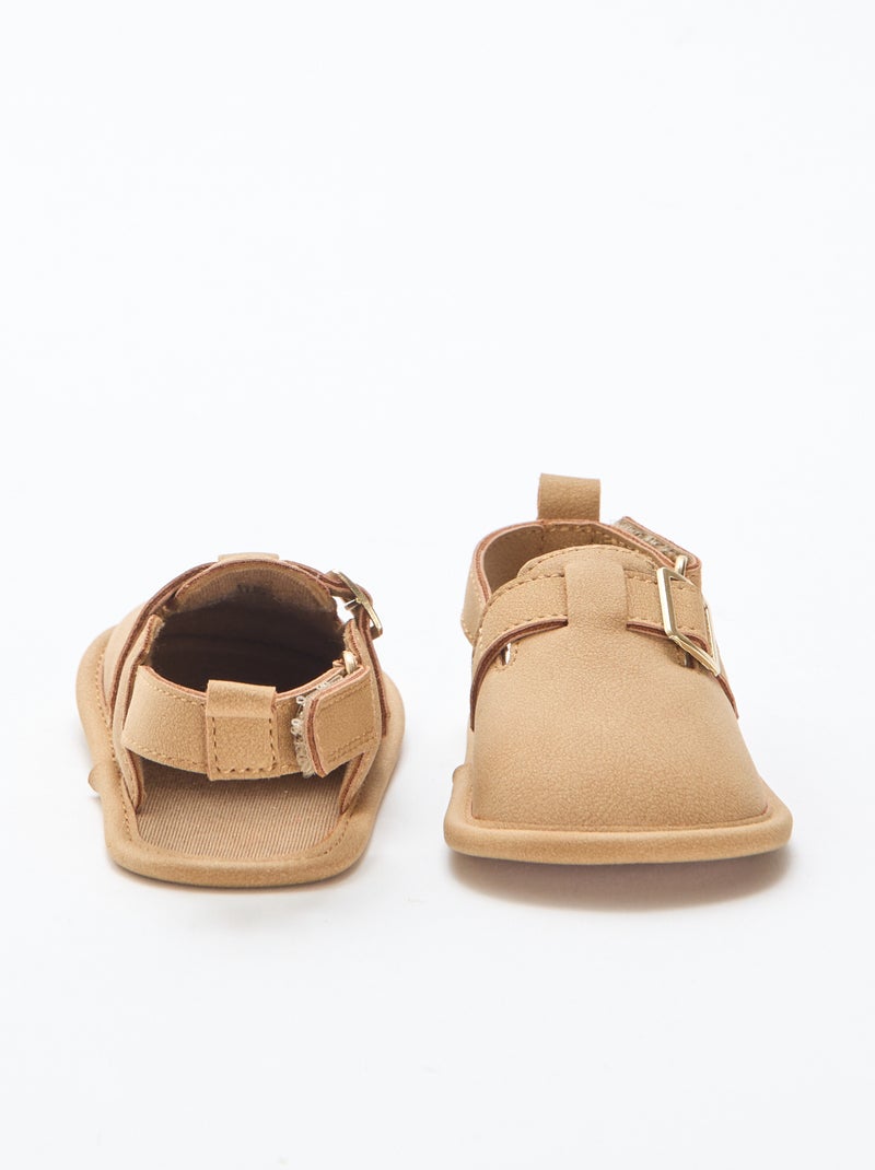 Effen suèdine sandalen Bruin - Kiabi