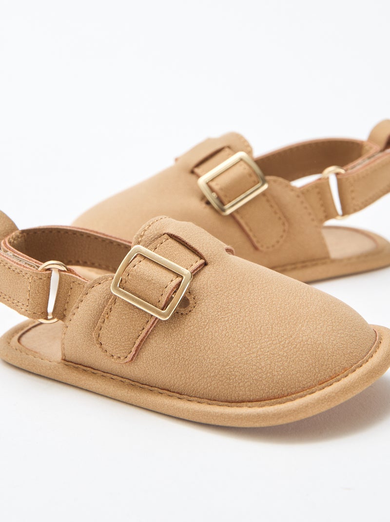 Effen suèdine sandalen Bruin - Kiabi