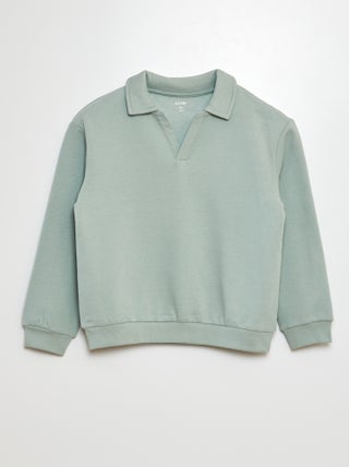 Effen sweater in polostijl