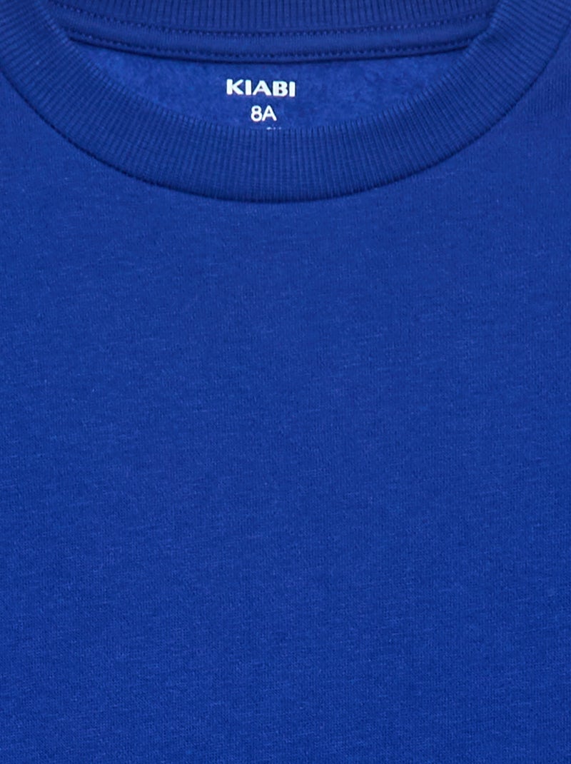 Effen sweater joggingstof met zachte, geruwde binnenzijde Blauw - Kiabi