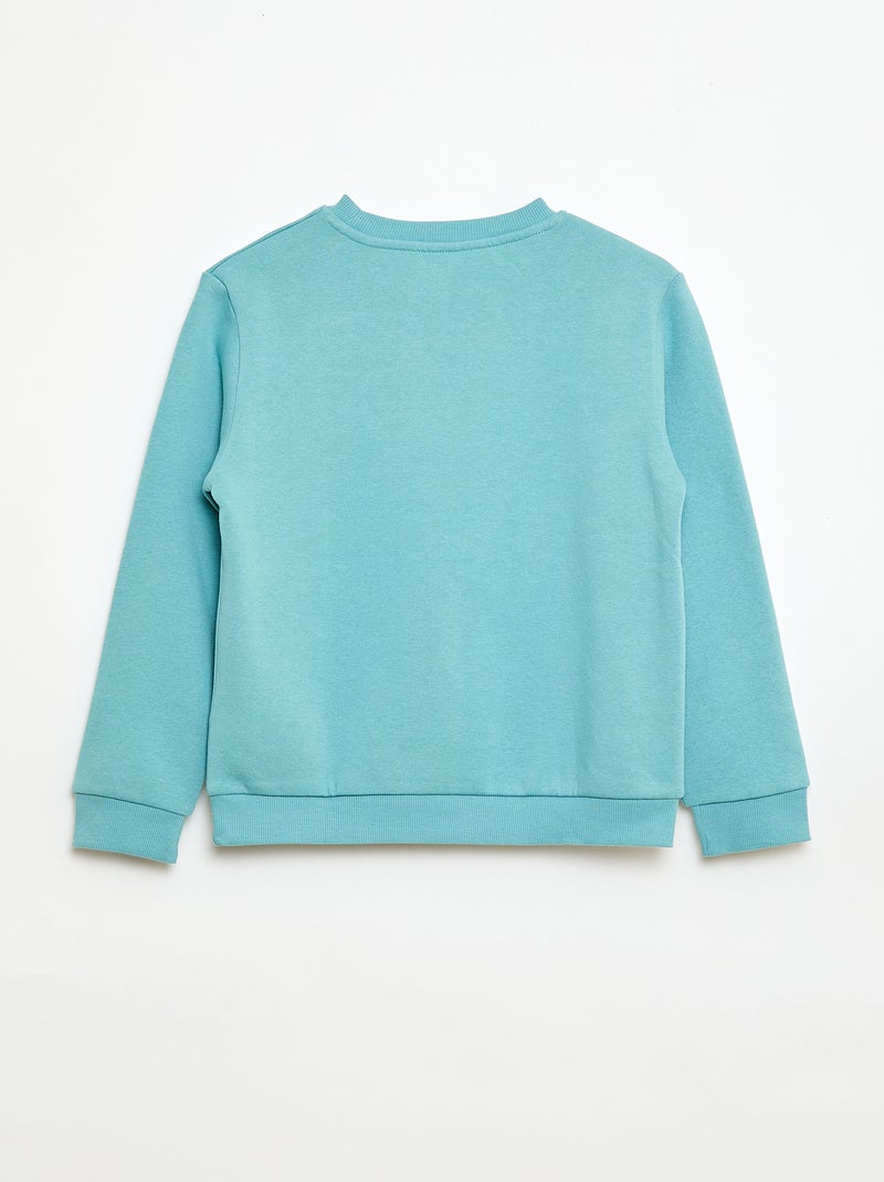 Effen sweater joggingstof met zachte, geruwde binnenzijde Blauw - Kiabi