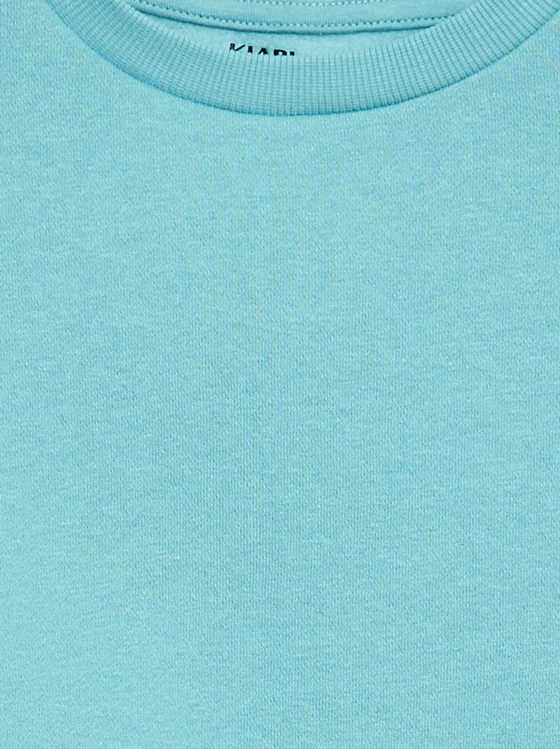 Effen sweater joggingstof met zachte, geruwde binnenzijde Blauw - Kiabi