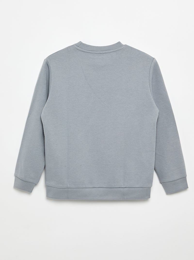 Effen sweater joggingstof met zachte, geruwde binnenzijde Blauw - Kiabi