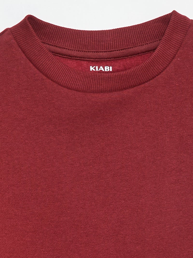 Effen sweater joggingstof met zachte, geruwde binnenzijde Bruin - Kiabi