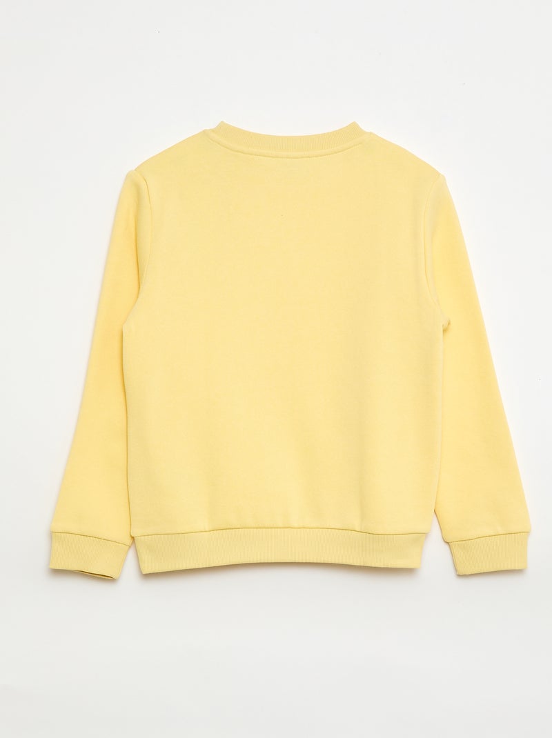 Effen sweater joggingstof met zachte, geruwde binnenzijde Geel - Kiabi