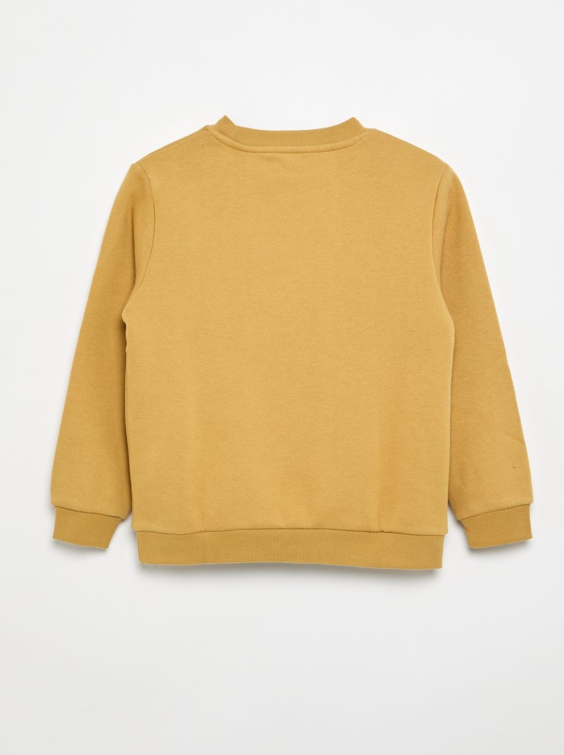 Effen sweater joggingstof met zachte, geruwde binnenzijde Geel - Kiabi