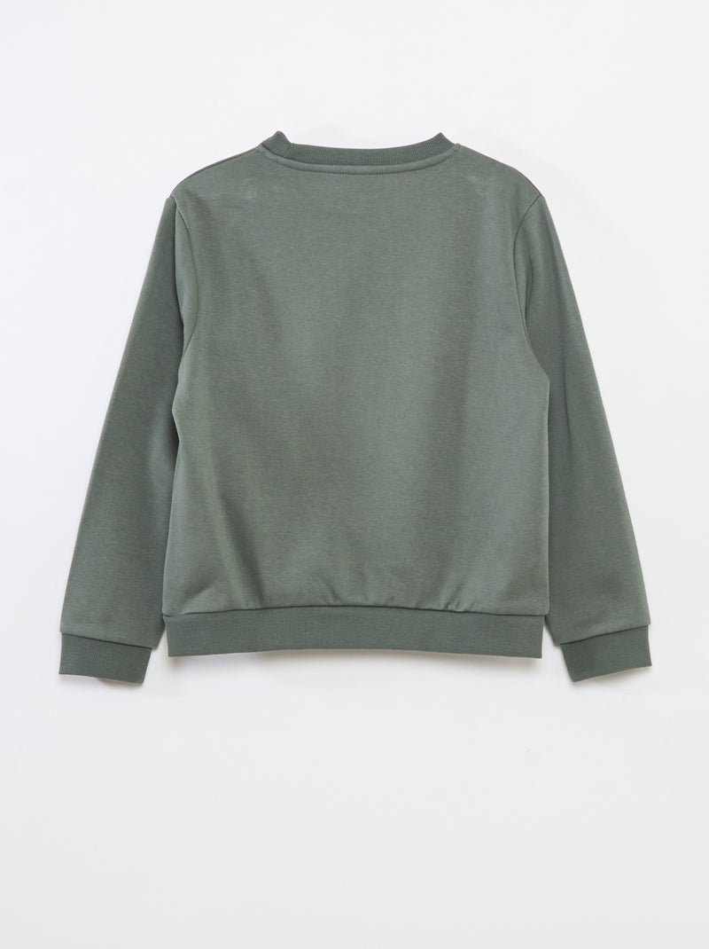 Effen sweater joggingstof met zachte, geruwde binnenzijde Groen - Kiabi