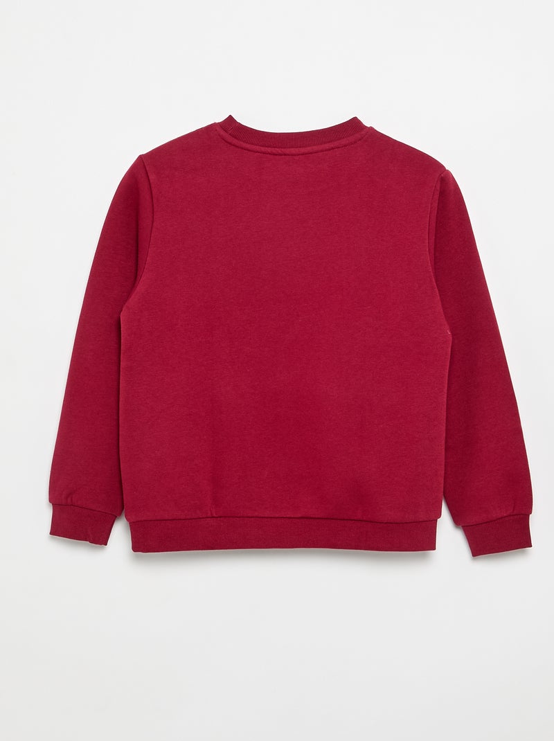 Effen sweater joggingstof met zachte, geruwde binnenzijde Rood - Kiabi