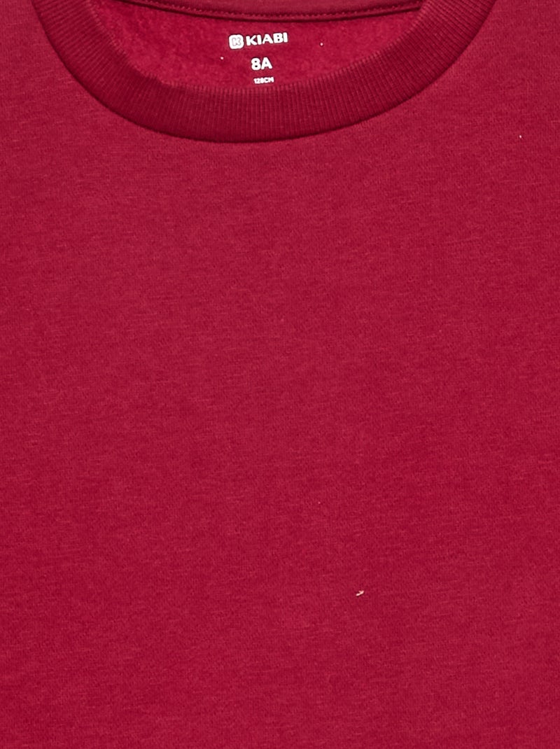 Effen sweater joggingstof met zachte, geruwde binnenzijde Rood - Kiabi