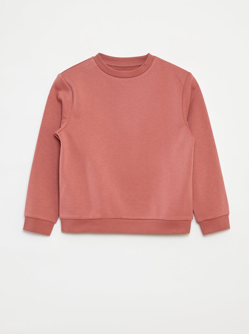 Effen sweater joggingstof met zachte, geruwde binnenzijde Rose - Kiabi