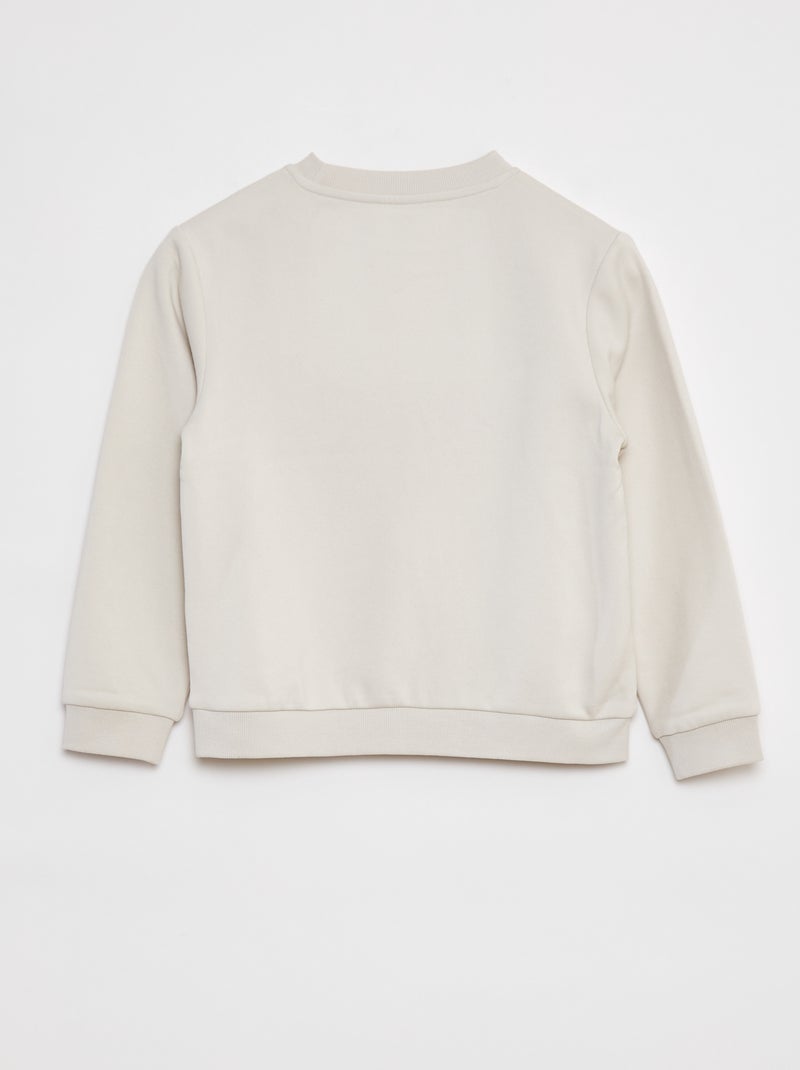 Effen sweater joggingstof met zachte, geruwde binnenzijde WIT - Kiabi