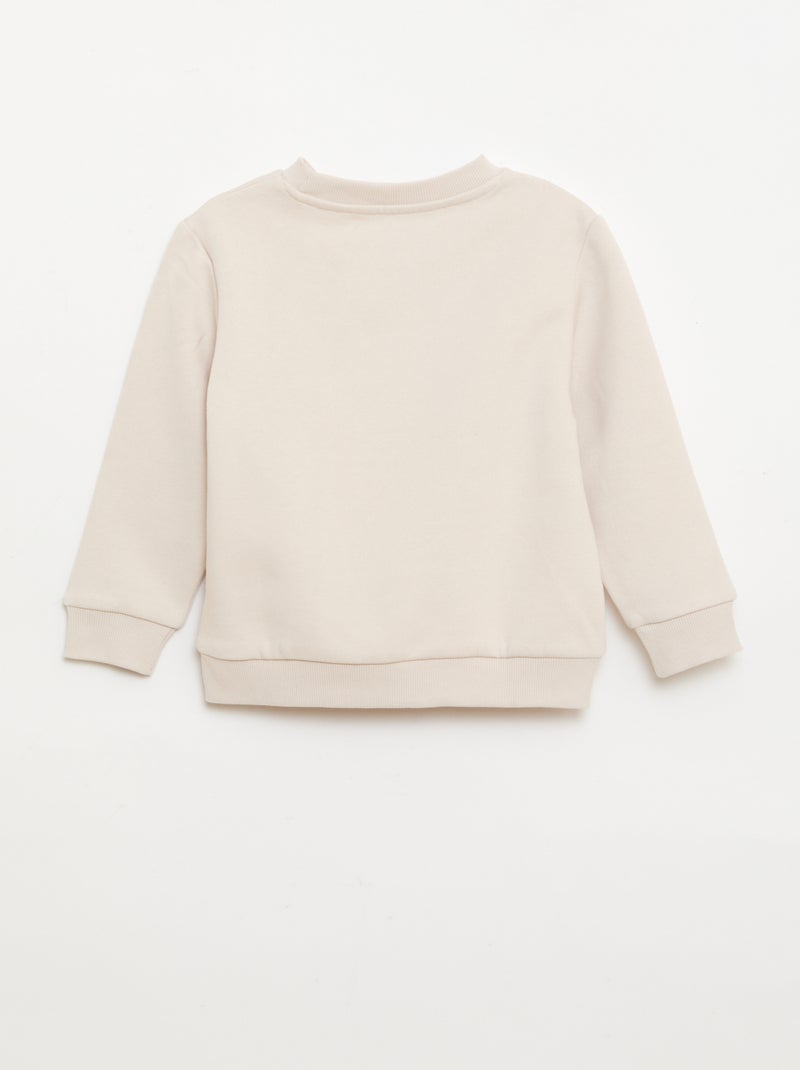 Effen sweater joggingstof met zachte, geruwde binnenzijde WIT - Kiabi
