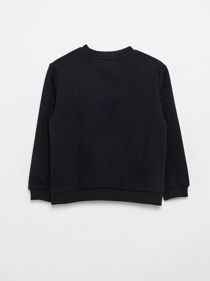 Effen sweater joggingstof met zachte, geruwde binnenzijde Zwart - Kiabi