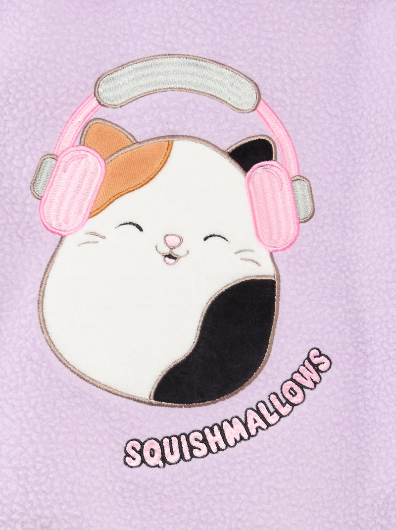 Effen sweater met capuchon, imitatieschapenvacht en Squishmallows-detail paars - Kiabi