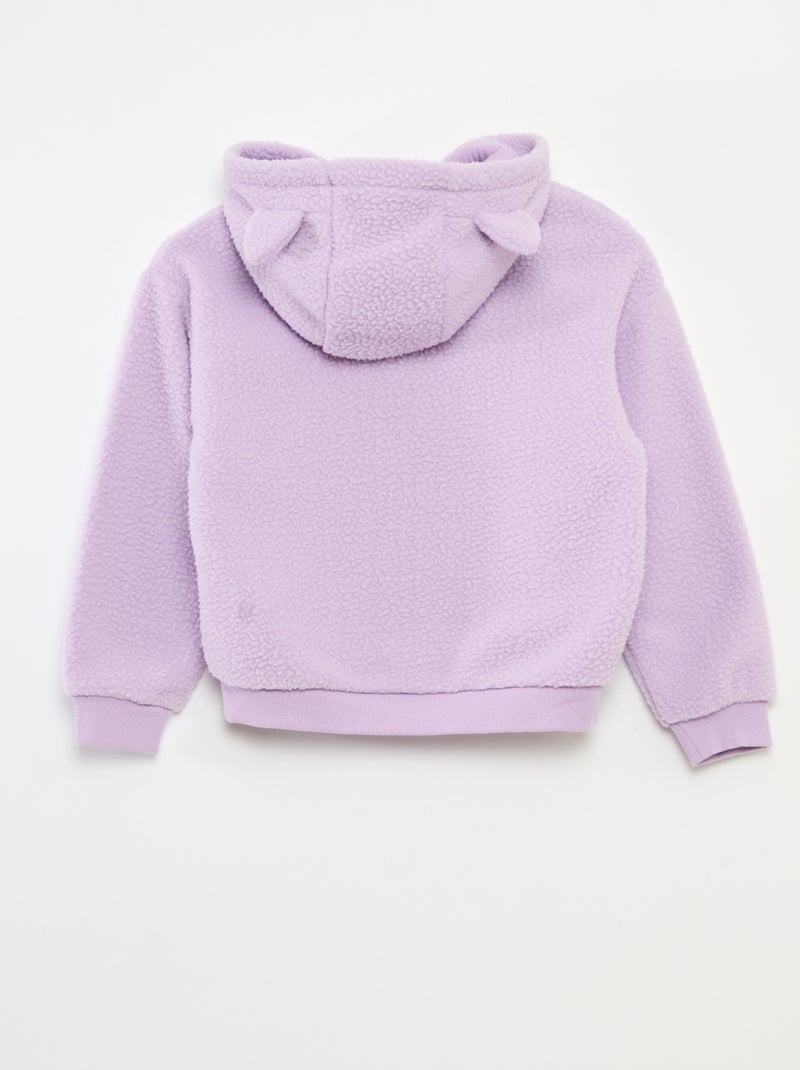 Effen sweater met capuchon, imitatieschapenvacht en Squishmallows-detail paars - Kiabi