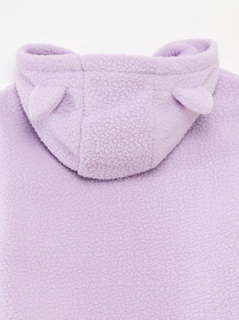 Effen sweater met capuchon, imitatieschapenvacht en Squishmallows-detail paars - Kiabi