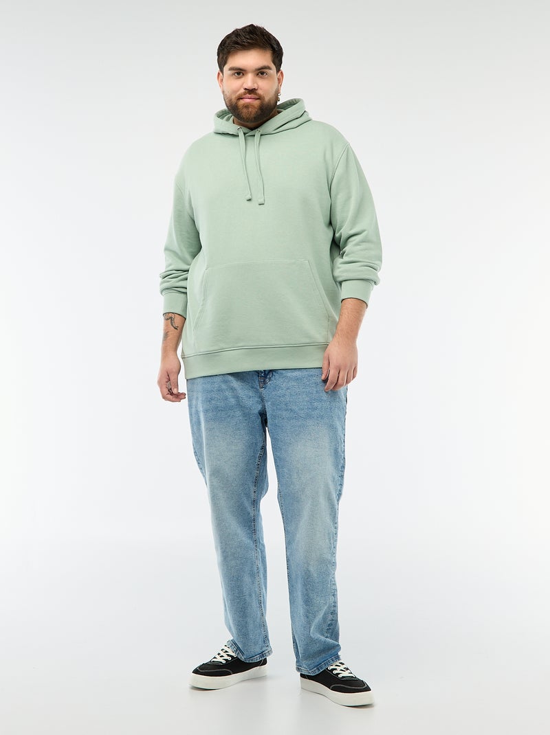 Effen sweater met capuchon van french terry Groen - Kiabi