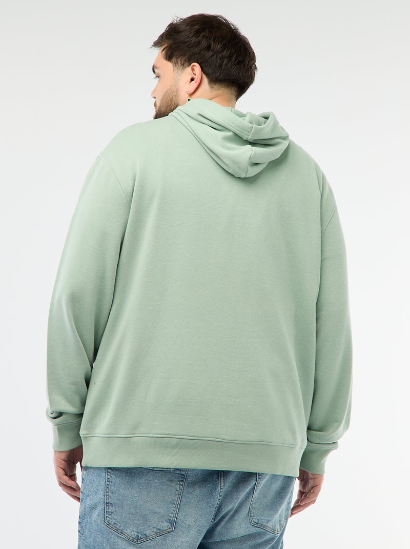 Effen sweater met capuchon van french terry Groen - Kiabi