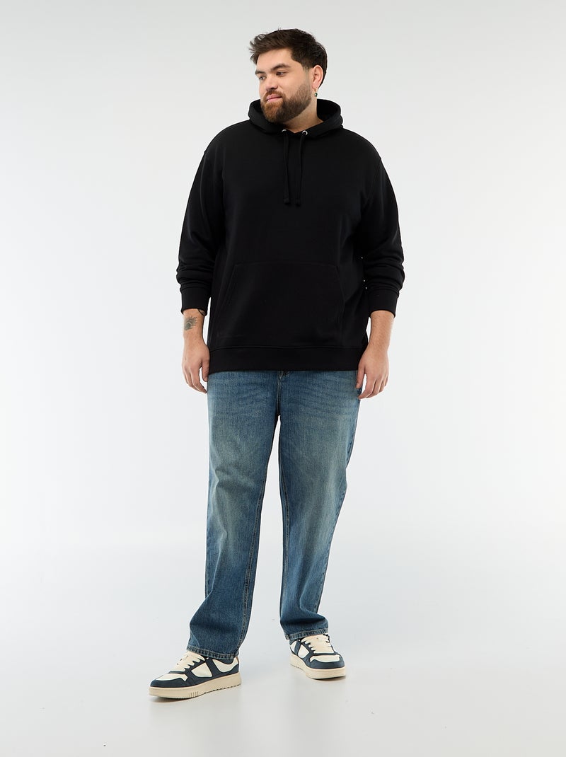 Effen sweater met capuchon van french terry Zwart - Kiabi