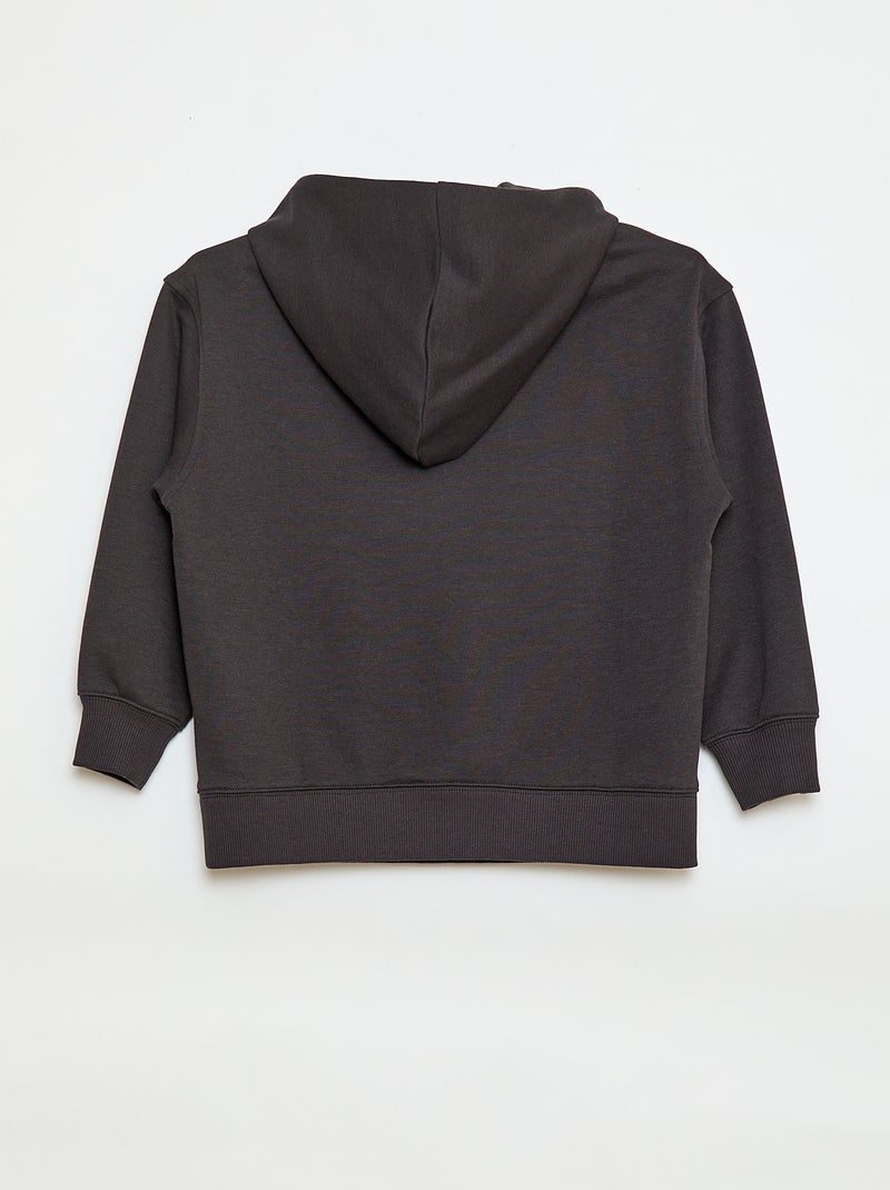 Effen sweater met kap en kangoeroezak Zwart - Kiabi