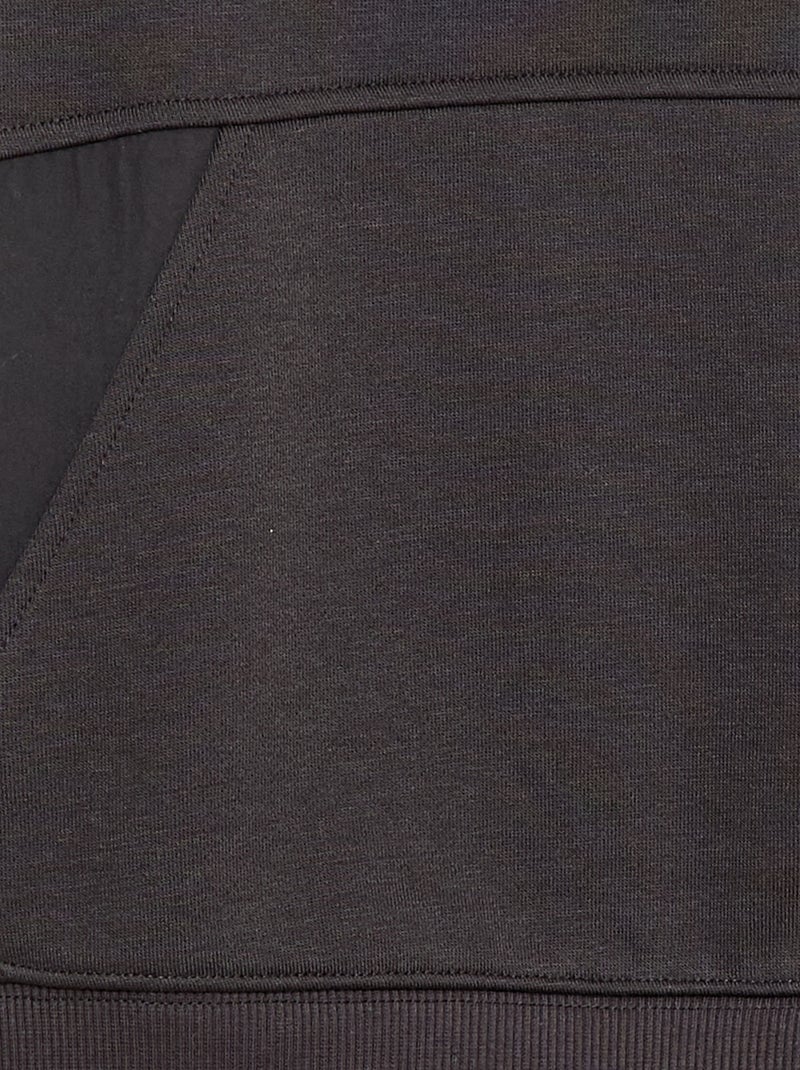 Effen sweater met kap en kangoeroezak Zwart - Kiabi
