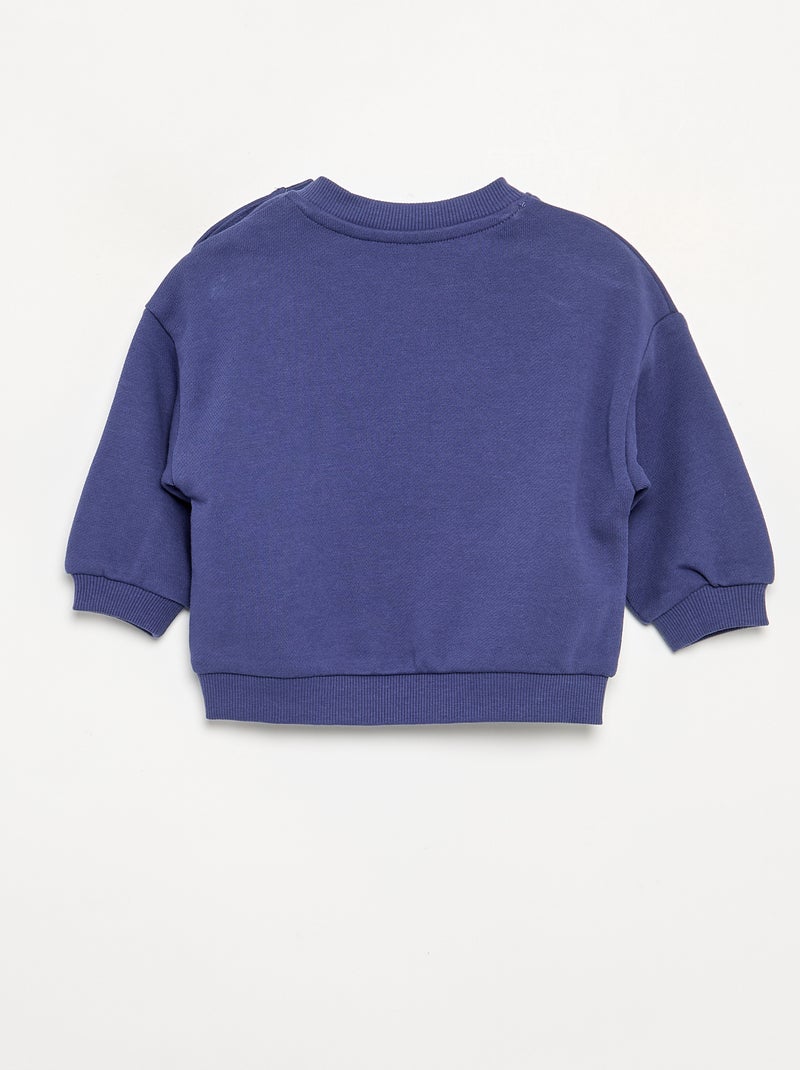 Effen sweater met lange mouwen van ongeruwde molton voor baby's - Kiabi Blauw - Kiabi