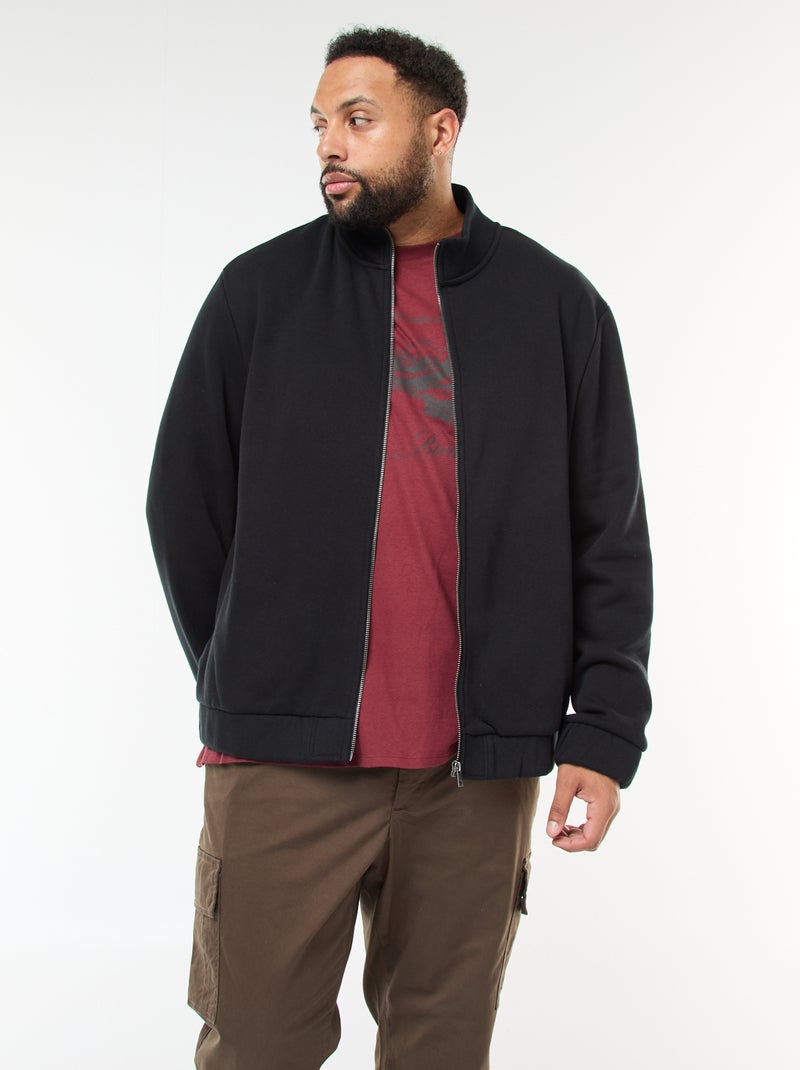 Effen sweater met opstaande kraag en ritssluiting zwart - Kiabi