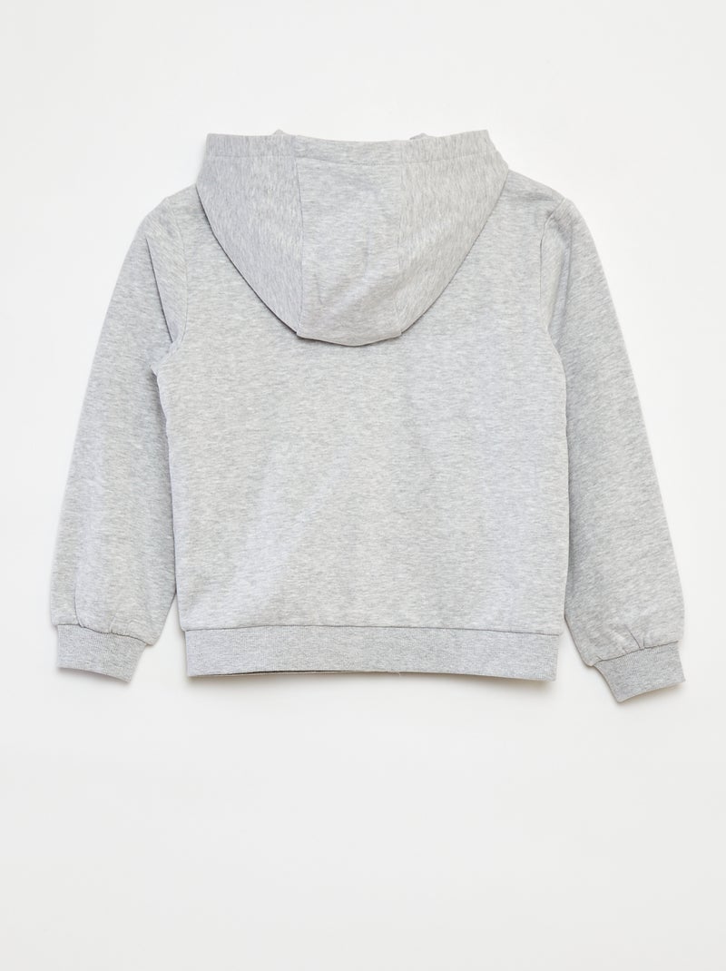 Effen sweater met rits en capuchon Grijs - Kiabi
