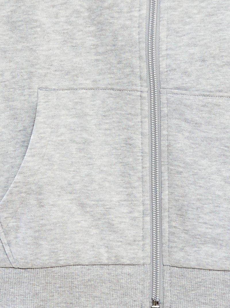 Effen sweater met rits en capuchon Grijs - Kiabi