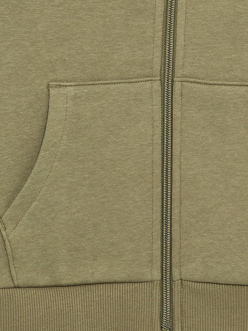 Effen sweater met rits en capuchon Groen - Kiabi