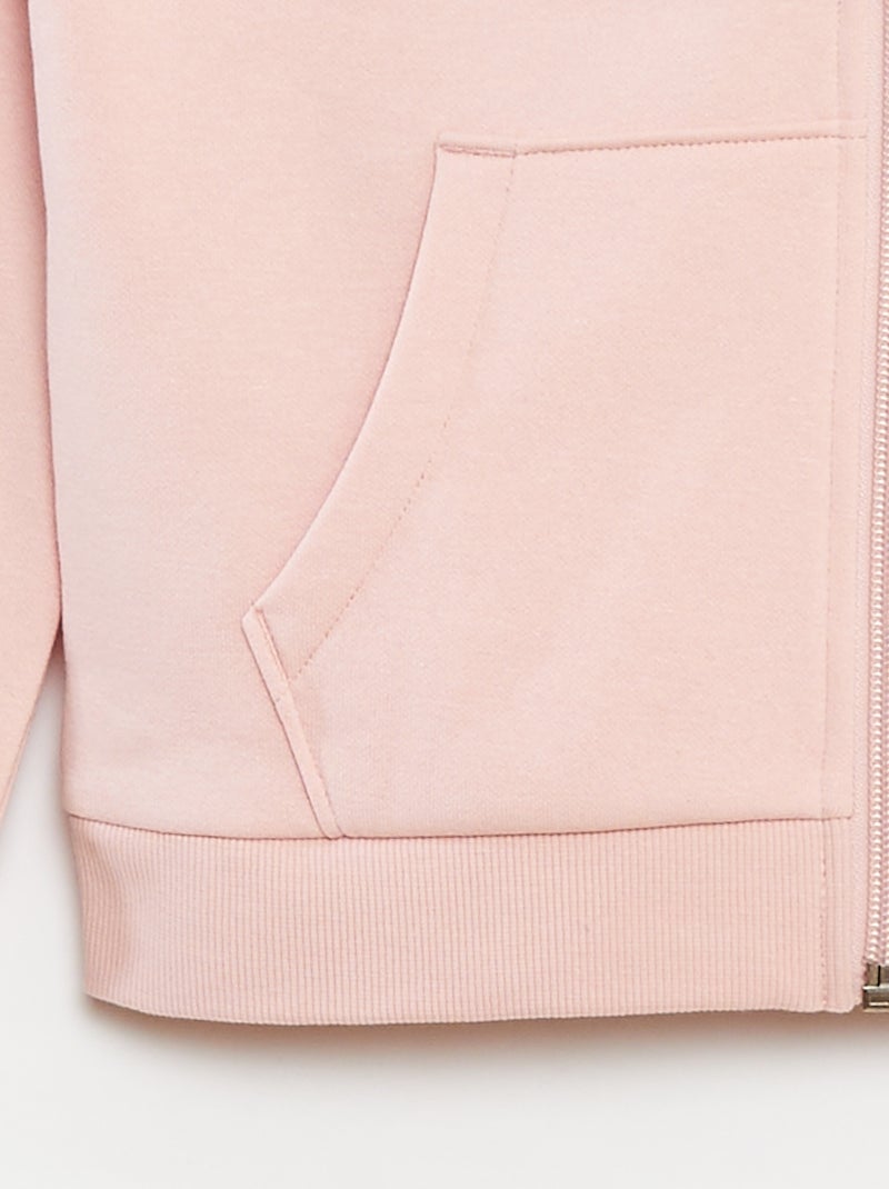 Effen sweater met rits en capuchon Rose - Kiabi