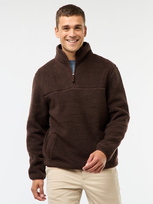 Effen sweater met rits en opstaande kraag - Kiabi